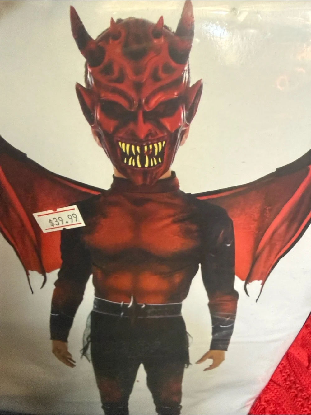 Amscan Party City Red Devil Kids Costume with Wings Child XL (14-16) Halloween